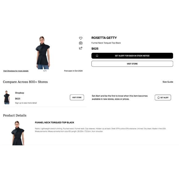 Rosetta Getty Funnel Neck Torqued Knit Top Fit & Flare Black Size L New $625.00 - Picture 14 of 15